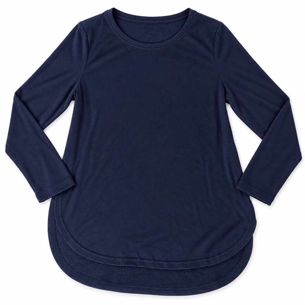 Lily Navy Blue Long Sleeve Curved Hem Tunic Sweatshirt L XL